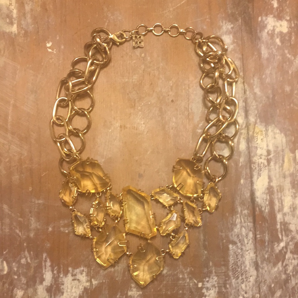 BCBG Yellow Crystal Chain Necklace